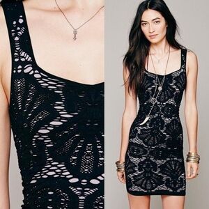 Free People Intimately Lace Black Sleeveless Dress